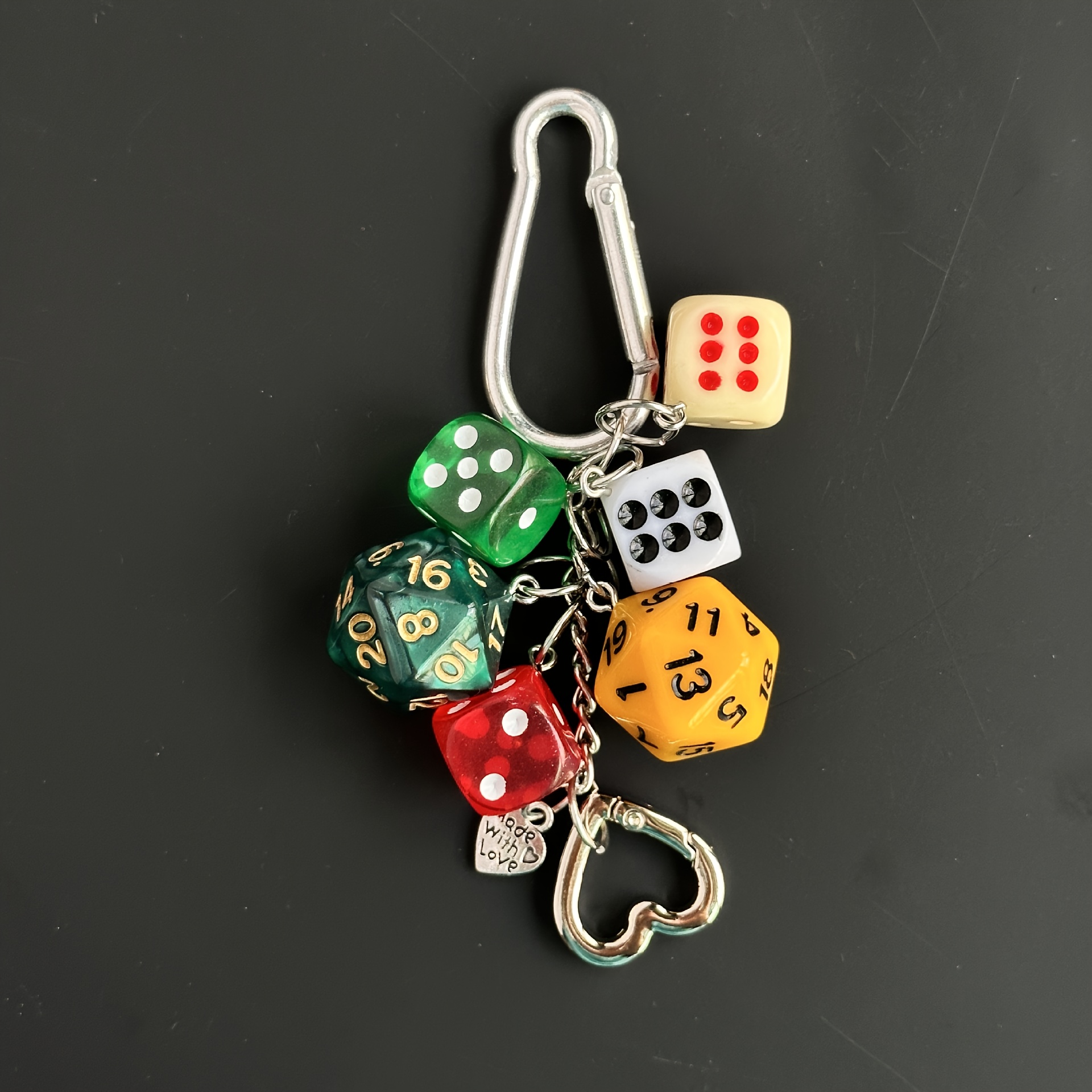 

6pcs Dice Keychain Set, Resin Polyhedral Dice Pendant Charm, Number-themed Decorative Keyring For Bags & Keys, Ideal Valentine's Day Gift For And Role-playing Enthusiasts