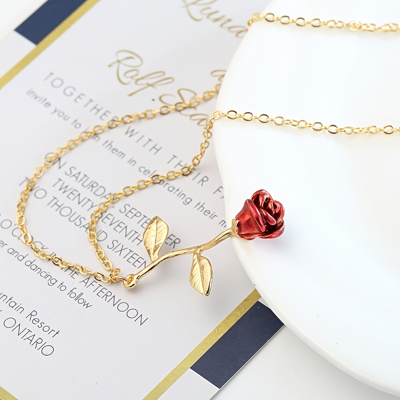 Women's Minimalist Rose Necklace — Delicate Floral Pendant