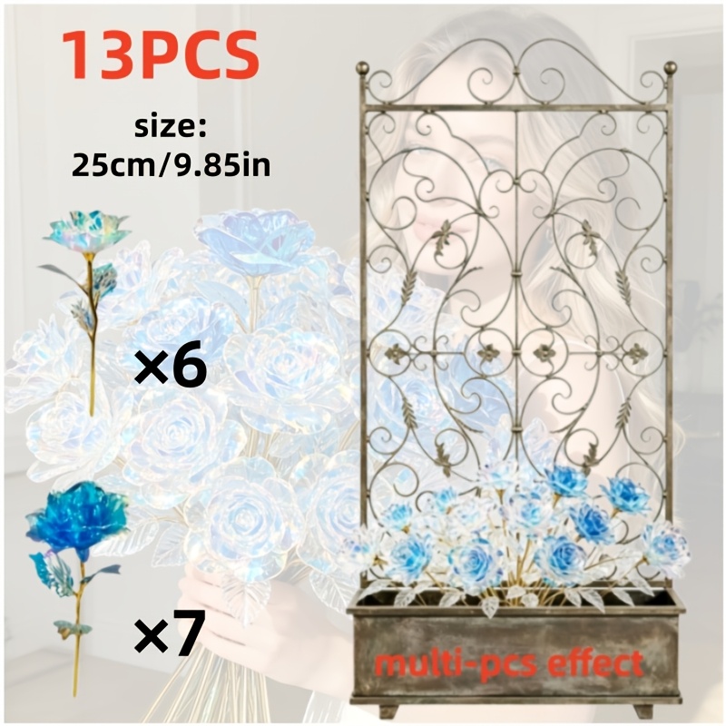TEMU Set de Falsas a que Cambian de Color (7 Azules y 6 Blancas Multicolor) - Ramo Realista de Flores de y de Plástico, Ideal para Decoraciones de