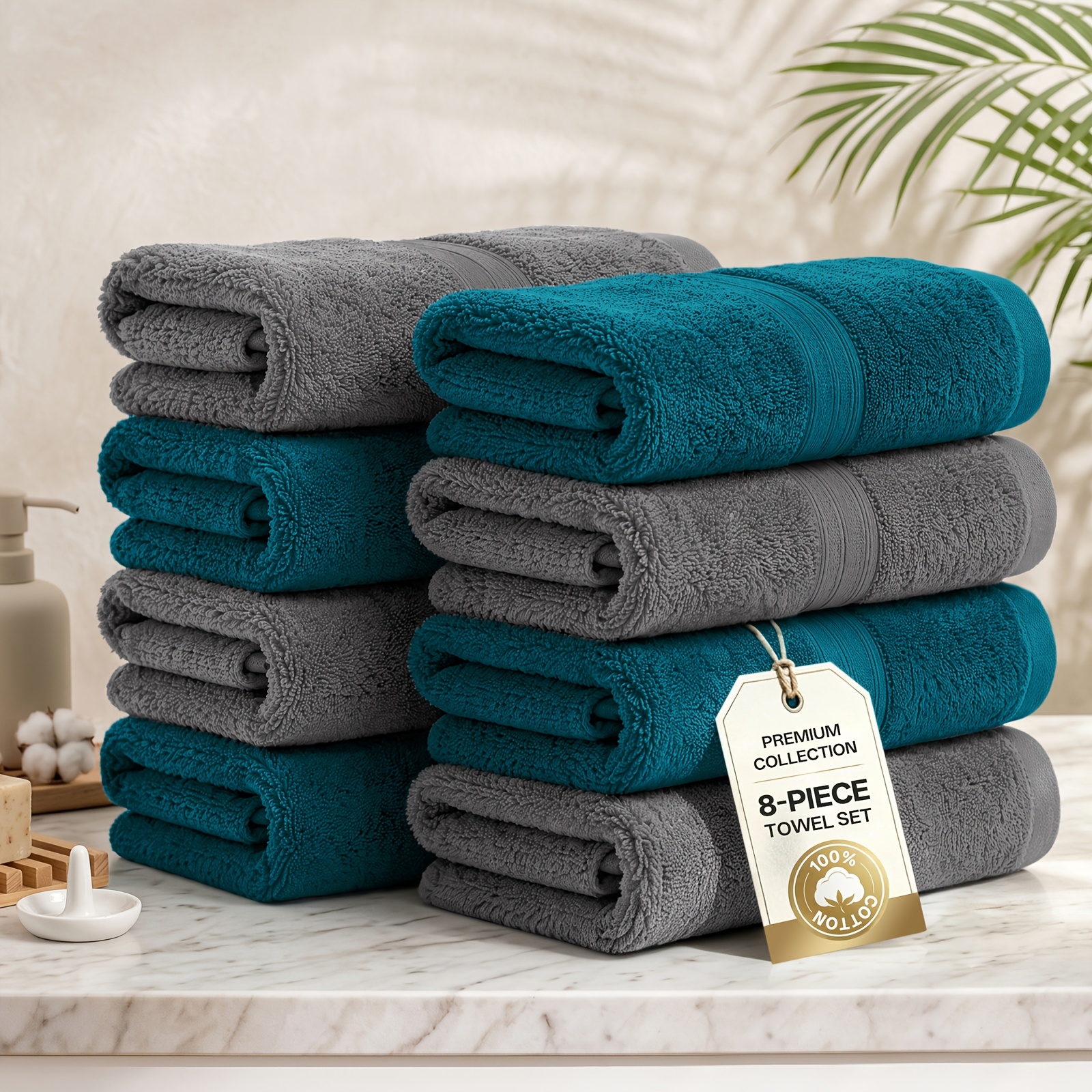Image of 8pcs Hand Towel Set, , Skin-friendly And Soft, Everyday Facial Towels, 50 X 100cm, Thick And Absorbent, Portable For Daily Home Use, Assorted Colors