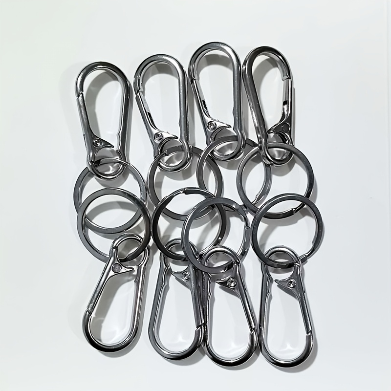 TEMU 2/5/8pcs Durable Metal Keychain Set With Clips & Storage Bag - Vintage Black Alloy, Non-braided Fashion Accessories For Men