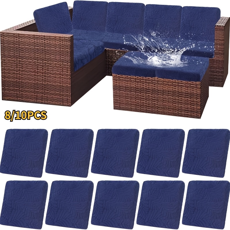 outdoor patio cushion covers set of 8 10 waterproof stretch seat cushion cover for patio furniture outdoor sofa cushion cover replacement couch slipcovers chair seat cover