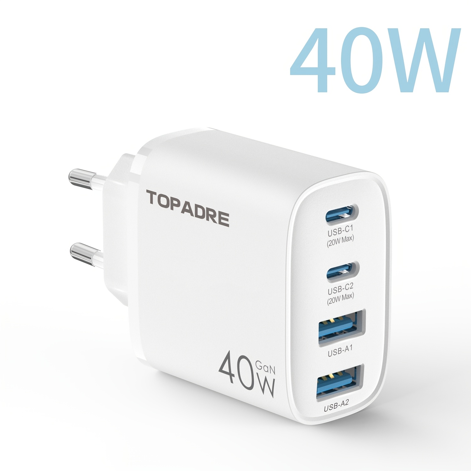 품목 사진 usb c 충전기, 40w 4포트 usb c 충전 블록,   플러그+  c 플러그, 아이폰 15 14 13 12 11 프로 맥스, 아이패드, 구글 픽셀, 삼성 갤럭시 등 호환 - 화이트
