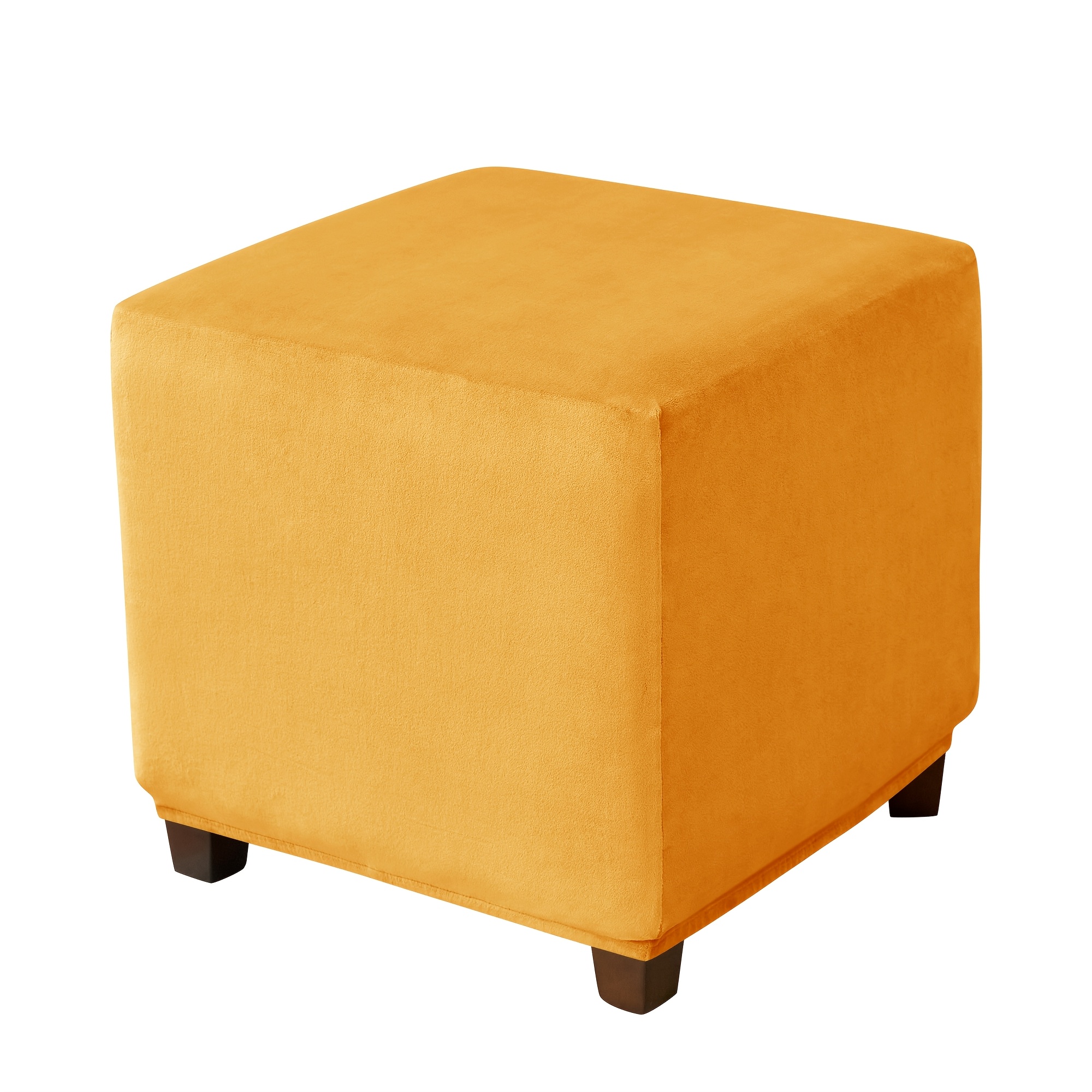 TEMU 1pc Home & Hotel Elastic Super Soft Silvery Fox Plush Square Footstool Cover
