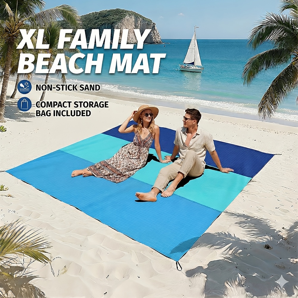 Extra Large Lightweight Beach Blanket | Outdoor Picnic Mat for 2-8 People, Ideal for Traveling, Camping, and Hiking - Summer Polyester Fabric