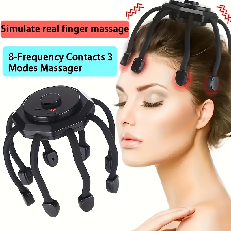 

Appareil de massage de tête d'octopus rechargeable alimenté par USB, avec 3 de vibration et 8 de friction, adapté aux outils de relaxation de à domicile