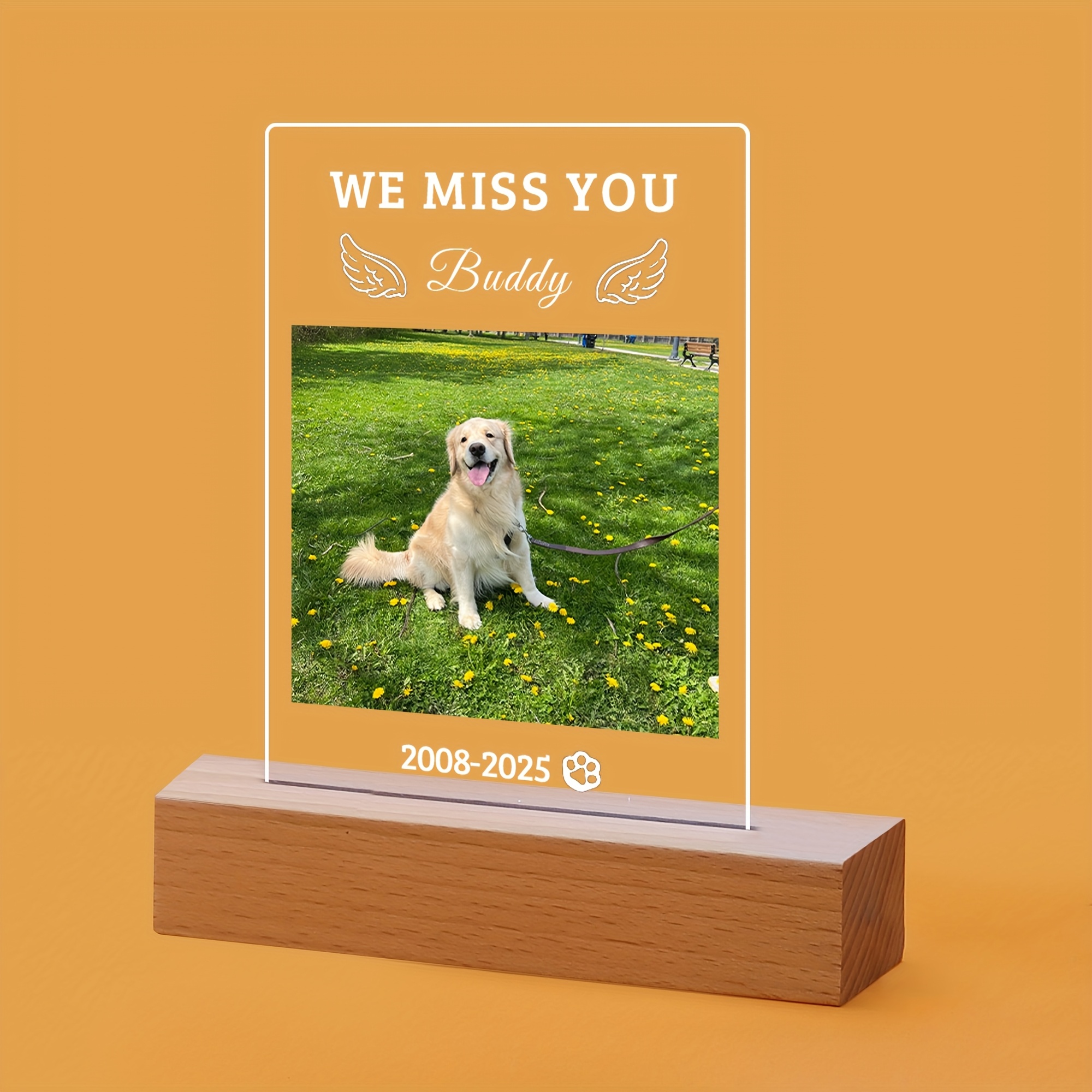 Custom 2D Flat Pet Memorial Ornament with Photo Keepsake