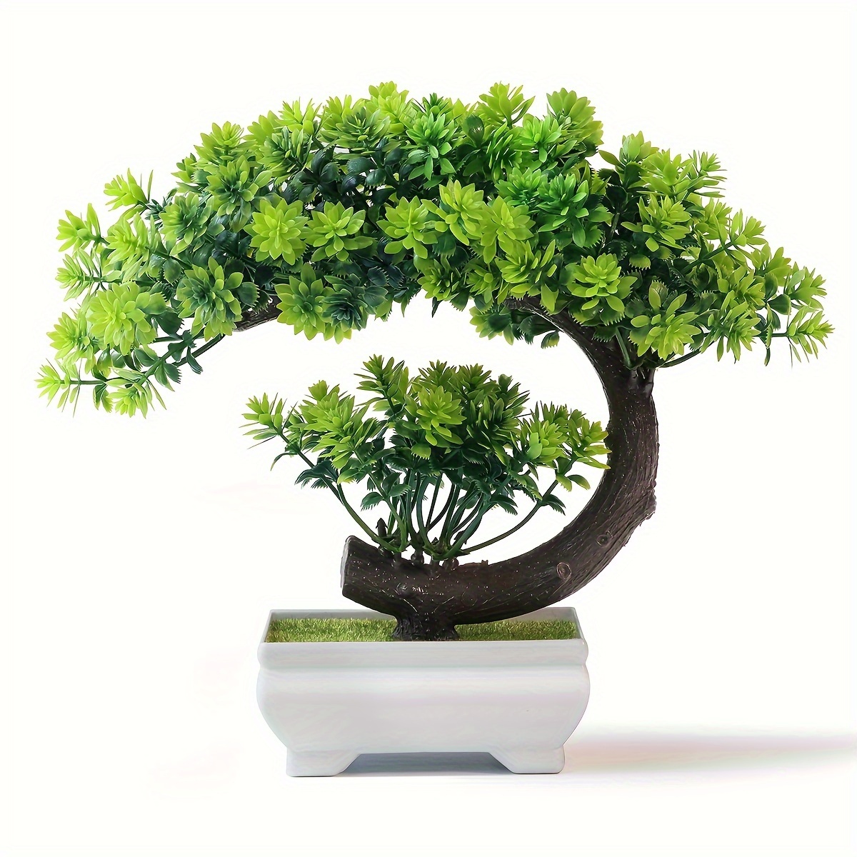 2pcs 8 artificial bonsai trees emerald green plastic - Temu
