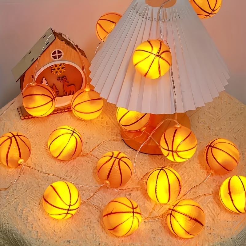 TEMU Guirlande lumineuse décorative de ballons de basket-ball à piles, piles non incluses