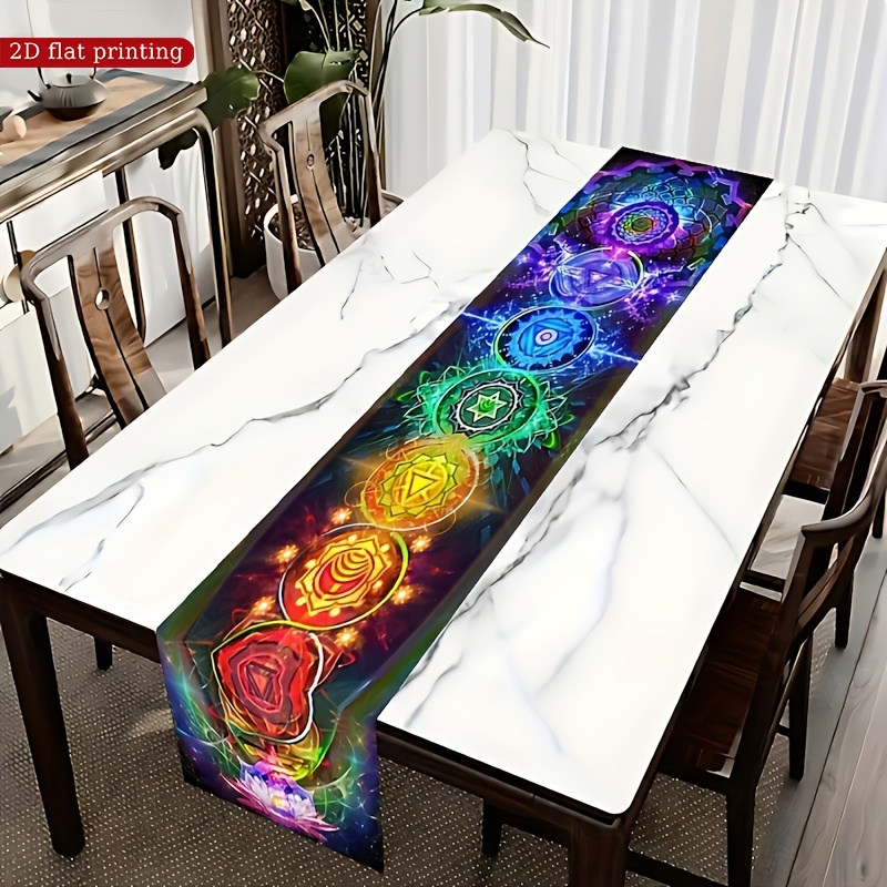 TEMU 1pc Vibrant Table Runner, Polyester | Suitable For Home, Restaurant, And Party Decor | Festive Design For Halloween, Christmas, Easter,