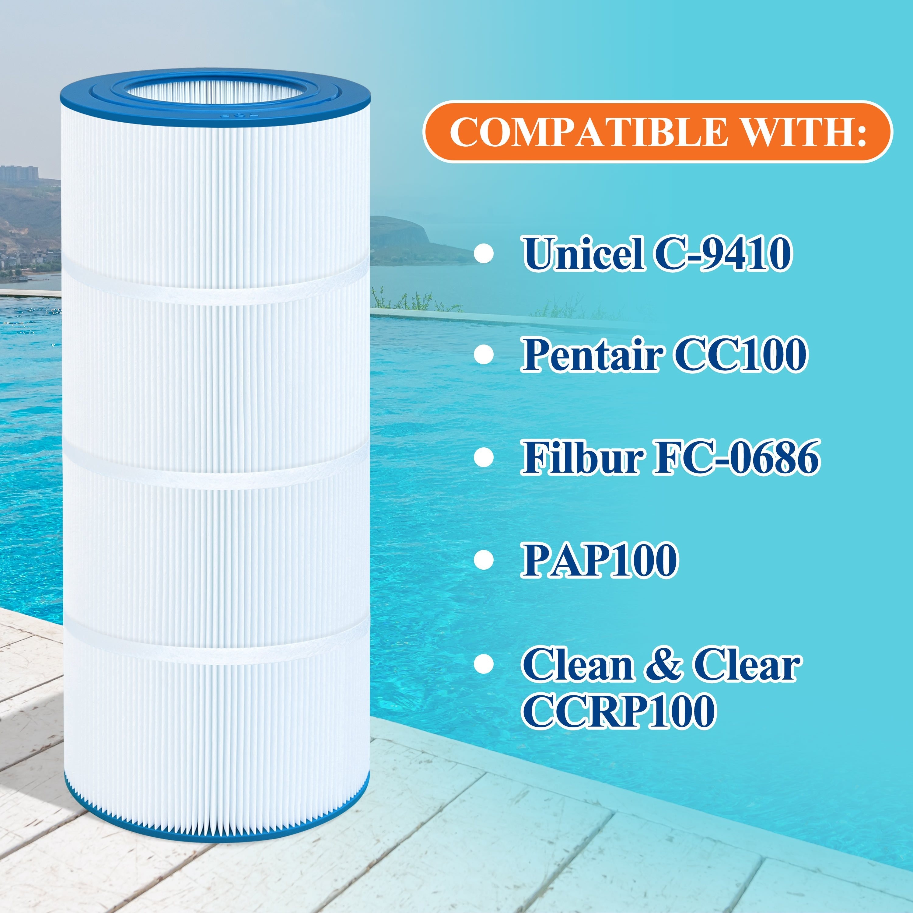 

1pc, Pool Filter With , Ccrp100, R173215, 59054200, Predator-, Pxcrp , Unicel C-9410, Fc-0686, Pap100, Pap100-4/m4 Compatible