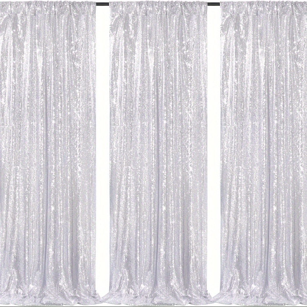 

Silvery Sequin Background, 4 Pieces Of 2ftx8ft Christmas Party Background Curtains With Sparkling Photo Background Suitable For Wedding, Baby Shower, Party, And Stage Decoration.