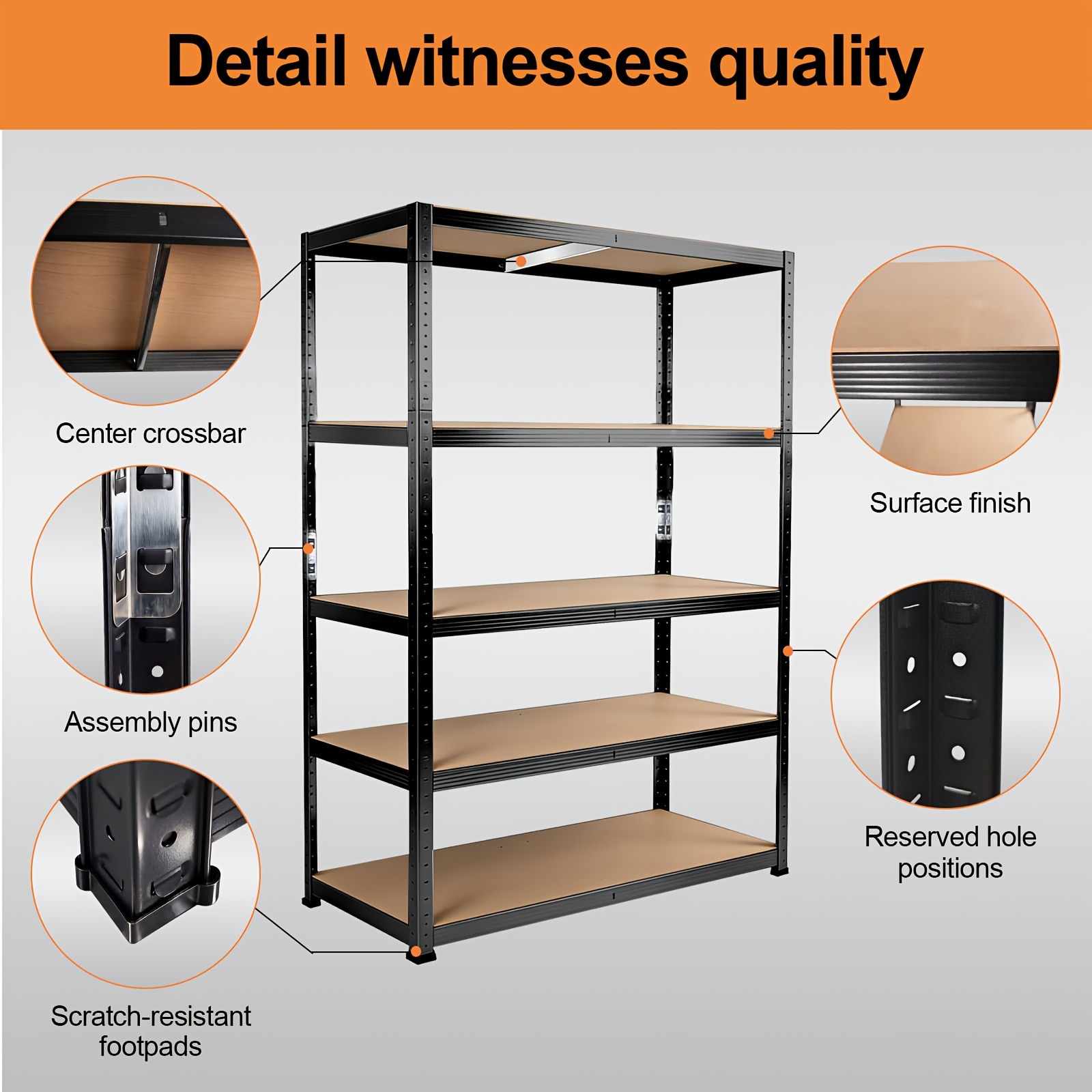 heavy duty 5 tier boltless shelving unit adjustable   metal storage shelf   garages sheds   and home office storage storage racks details 8