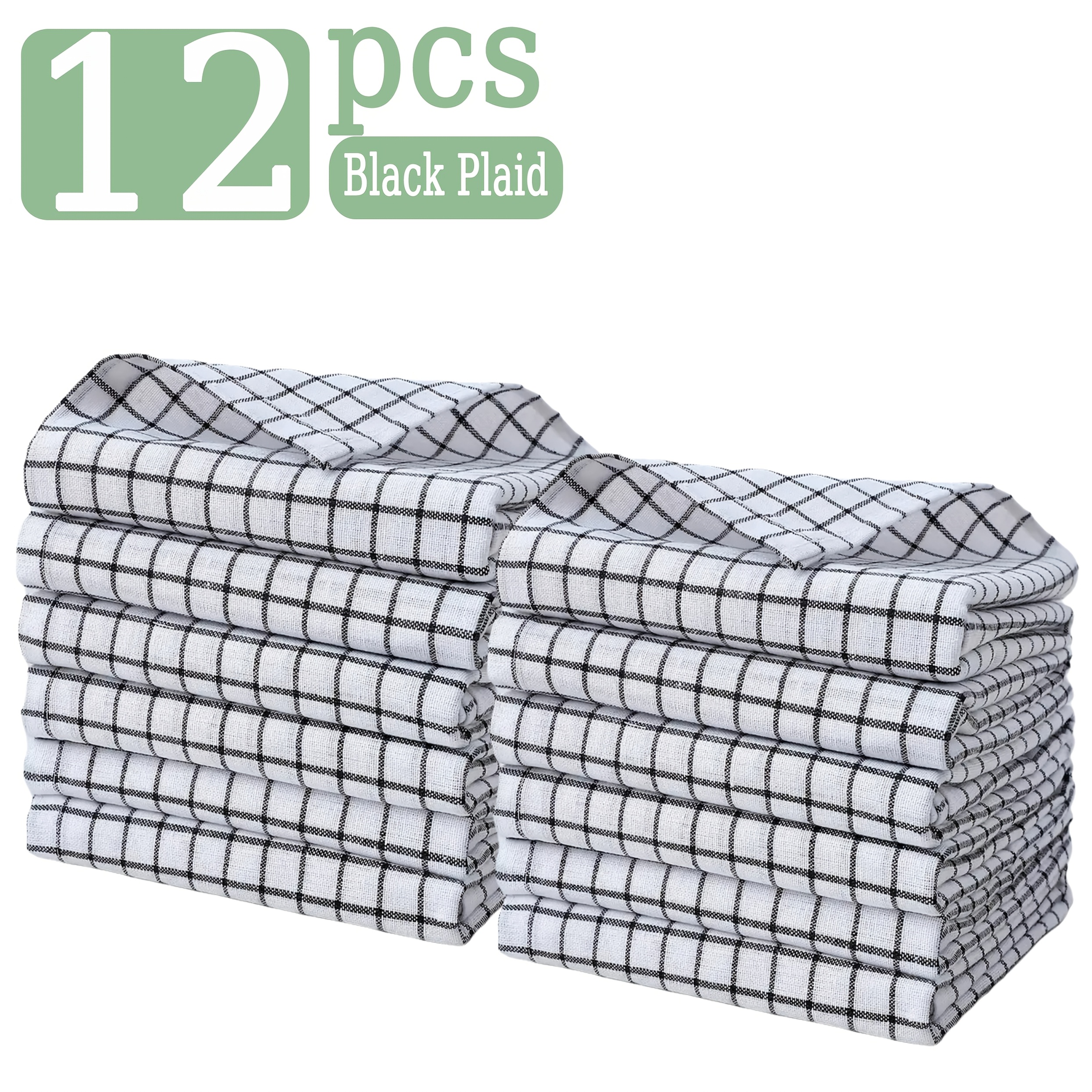 6/12pcs Classic Black & White Striped Kitchen Towels - Reusable, Cotton, Large Rectangular Dish Cloths Black Series Tea Towel, 50X70cm