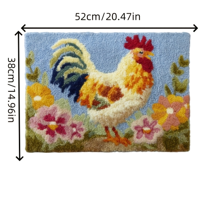 DIY Hook Rug Kit with Hen and Chicken Design for Adults