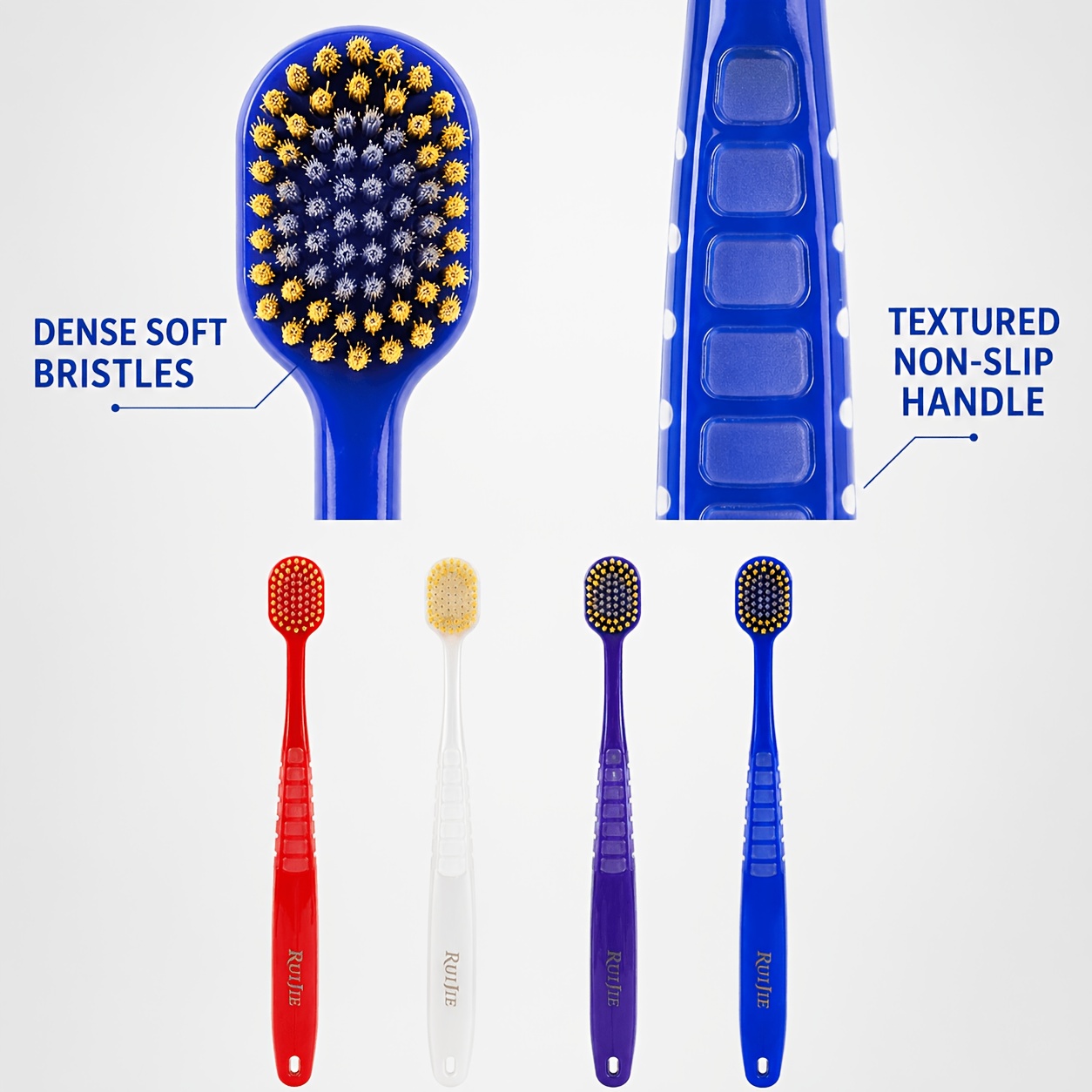 Japanese Style Manual Toothbrush with Wide Head and Soft Bristles