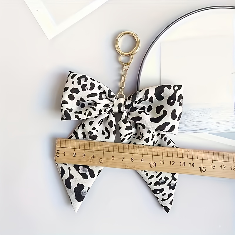 Leopard Print Bowknot Bag Charm Keychain