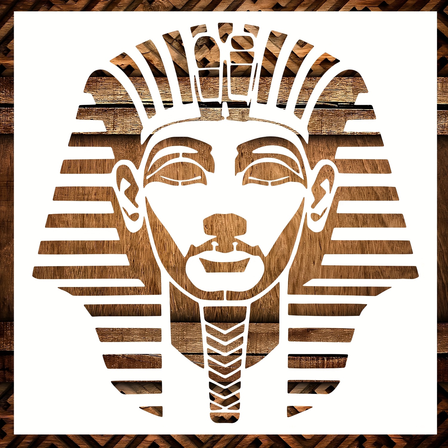 Image of Pharaoh Stencil Reusable 11.8*11.8 Inches For Painting With Paint Brush Drawing Templates For Crafts Wall Art Furniture Canvas