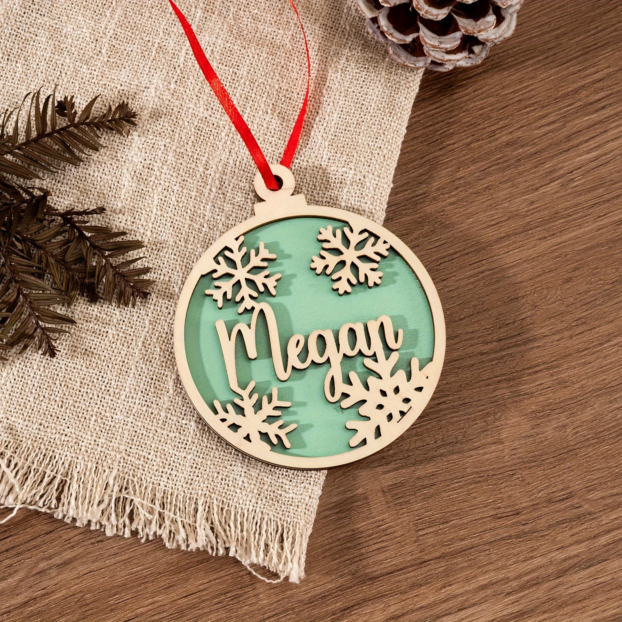 TEMU Custom Acrylic Name Ornament, 2024 Christmas , Personalized Diy Wooden Christmas Decor, Style, Customizable Acrylic Cut Name Decor, Women's Apparel Accessory,