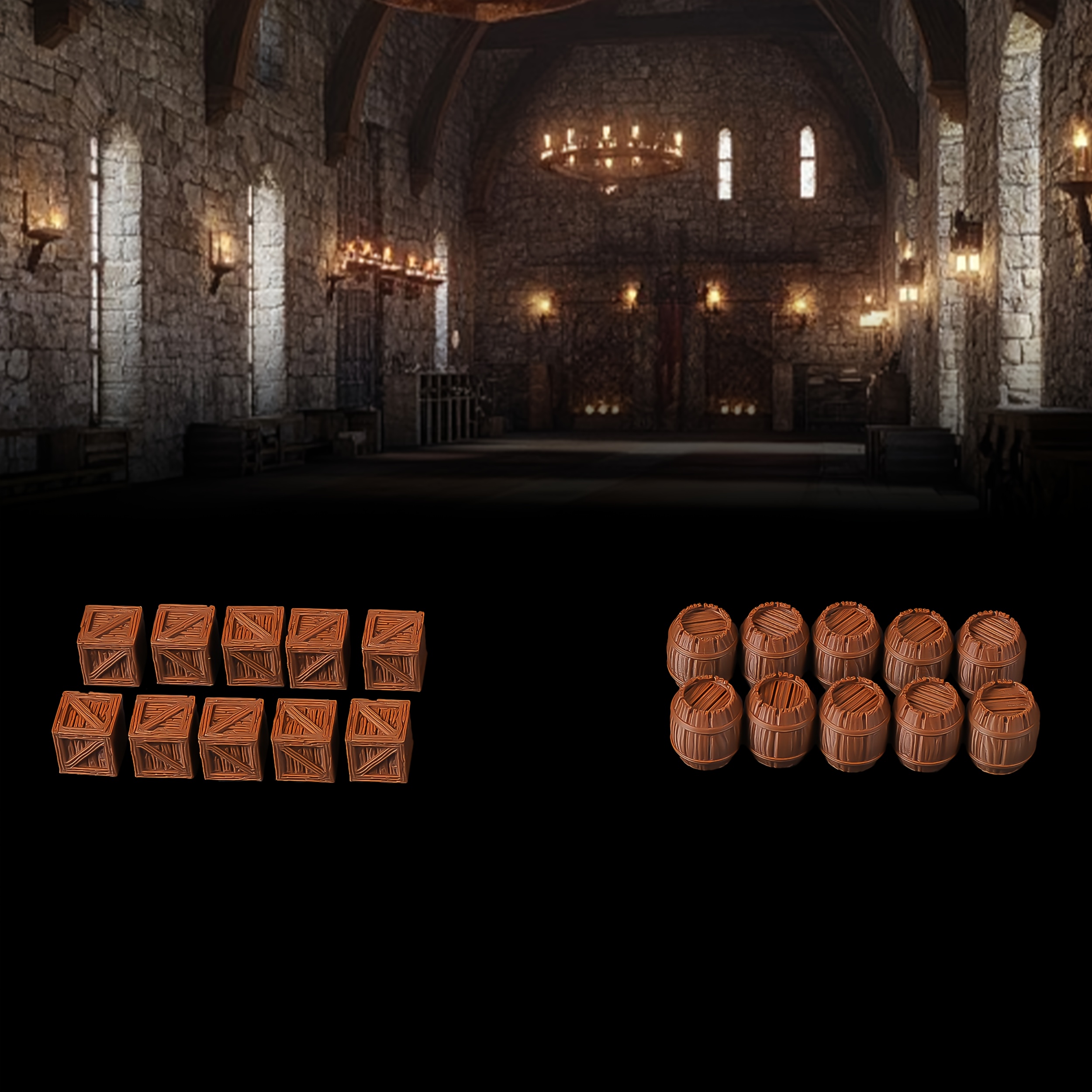 Image of 20pcs Coffee-colored Set For Tabletop Rpgs - Durable Plastic Terrain Scenery With Intricate Wooden Texture Detail - Ideal For Role Play Games - Versatile Gaming Accessories