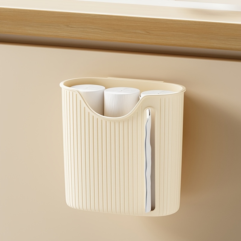 E-shop Stilvoller und minimalistischer, wandmontierter Plastiktütenhalter - Kein Bohren erforderlich, Müllbeutelspender für Küche und Bad,