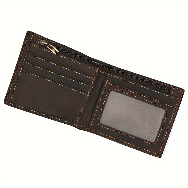 vintage leather wallet genuine short wallet - Temu