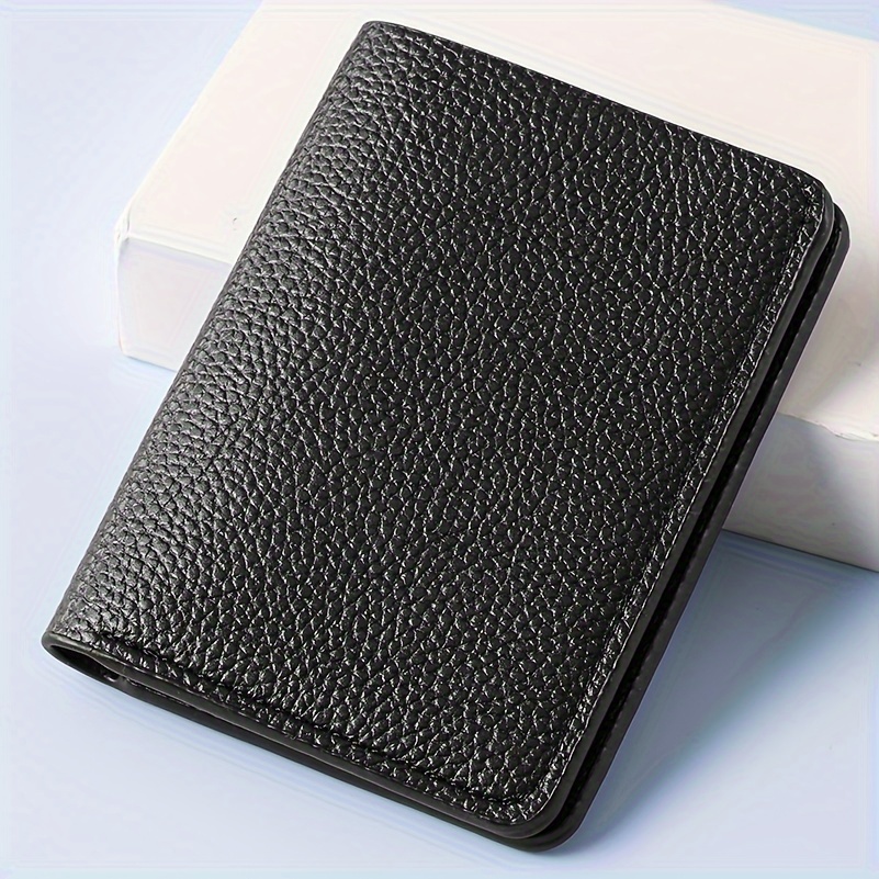 Image of Men's Business Wallet Card Holder, High-quality Pu Material, Short Multi-functional Wallet With 4 Card Slots, 1 Photo Slot, And 1 Bill Compartment