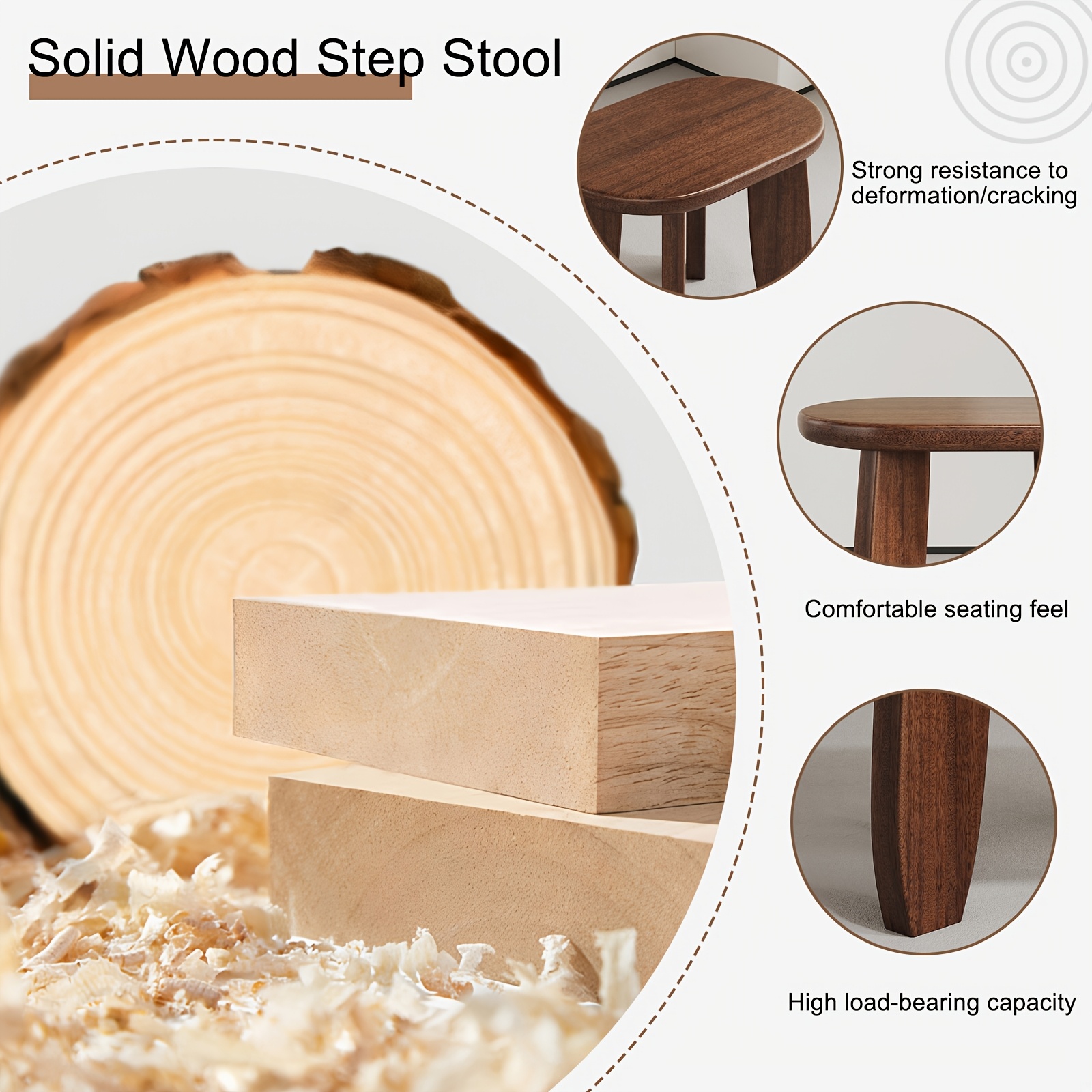9 8 inch small shoe changing stool solid wood step stool non slip   no assembly footstool 300 lbs weight capacity kitchen step stool Product details 2