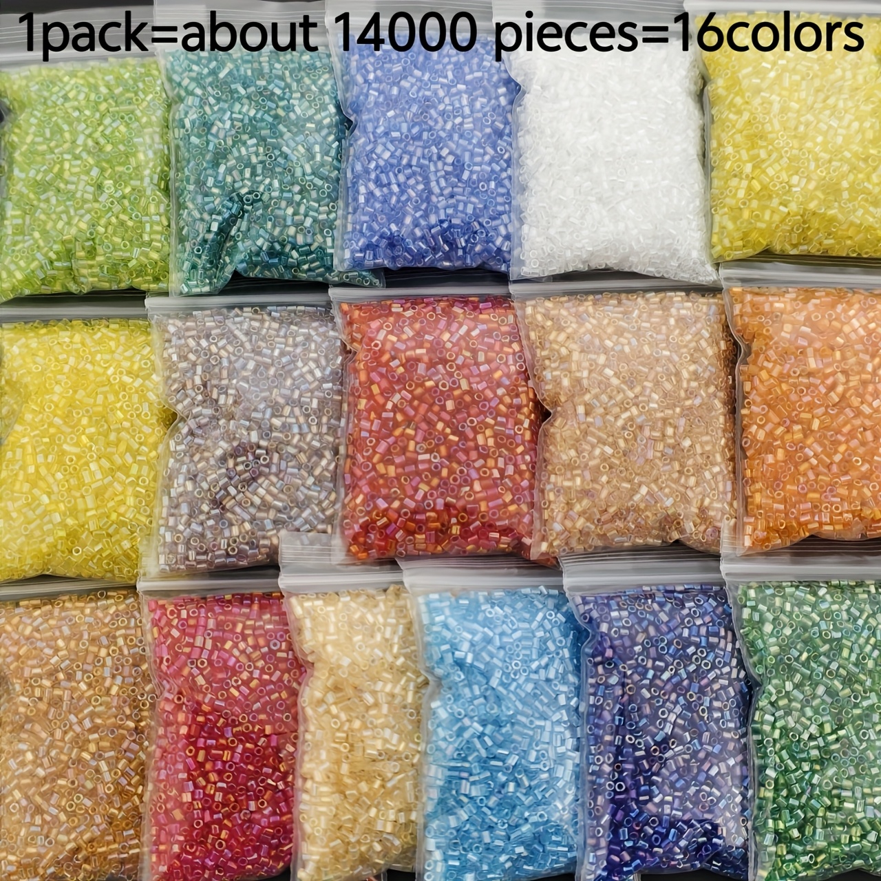 TEMU 14000pcs - 16 Vibrant Colors 2*3mm Glass Beads, Making, Necklaces, Bracelets, Earrings - Perfect Handmade Gift For Mother, . Craft Supplies,