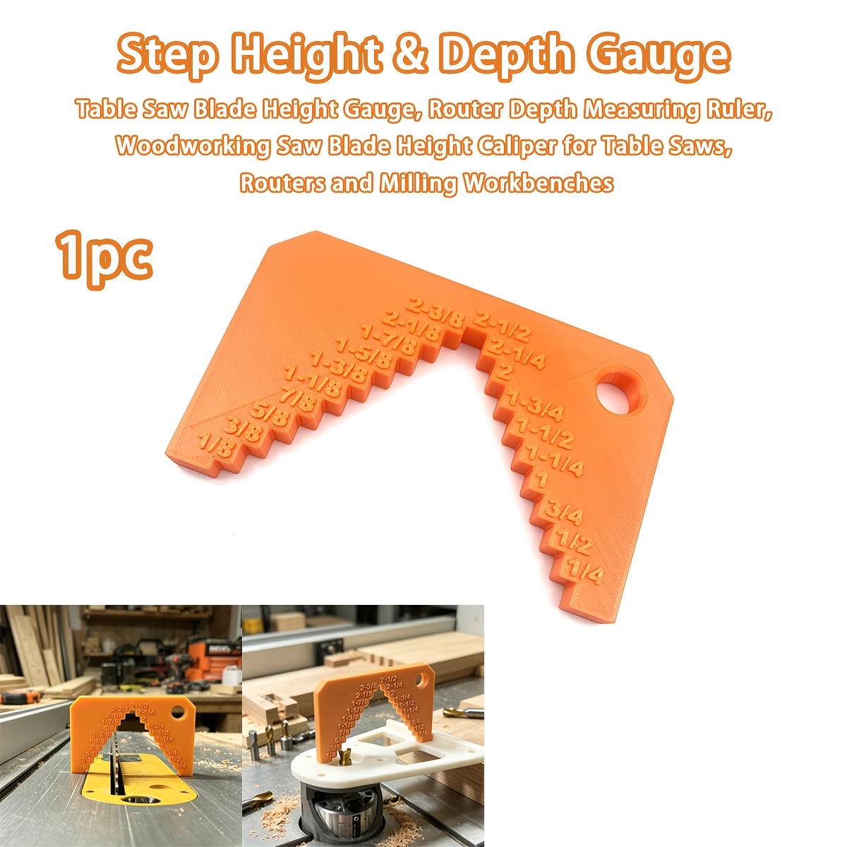 TEMU Large Woodworking Table Saw Depth Gauge, Height Gauge, Referred To As A "table Saw Depth Gauge" Or "router Bit Adjustment Ruler." Woodworking