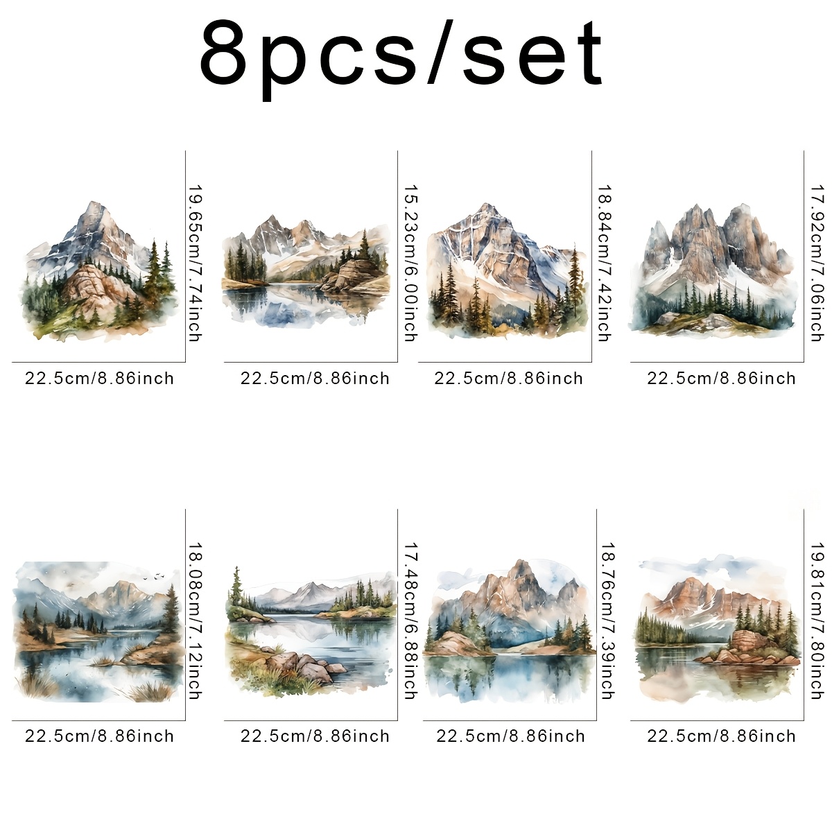 TEMU 8 Piezas de Transferencias Rocky Mountains DIY - Calcomanías Lavables con 8 Diseños Escénicos, para Planchar en Camisetas, Jeans, Mascarillas y