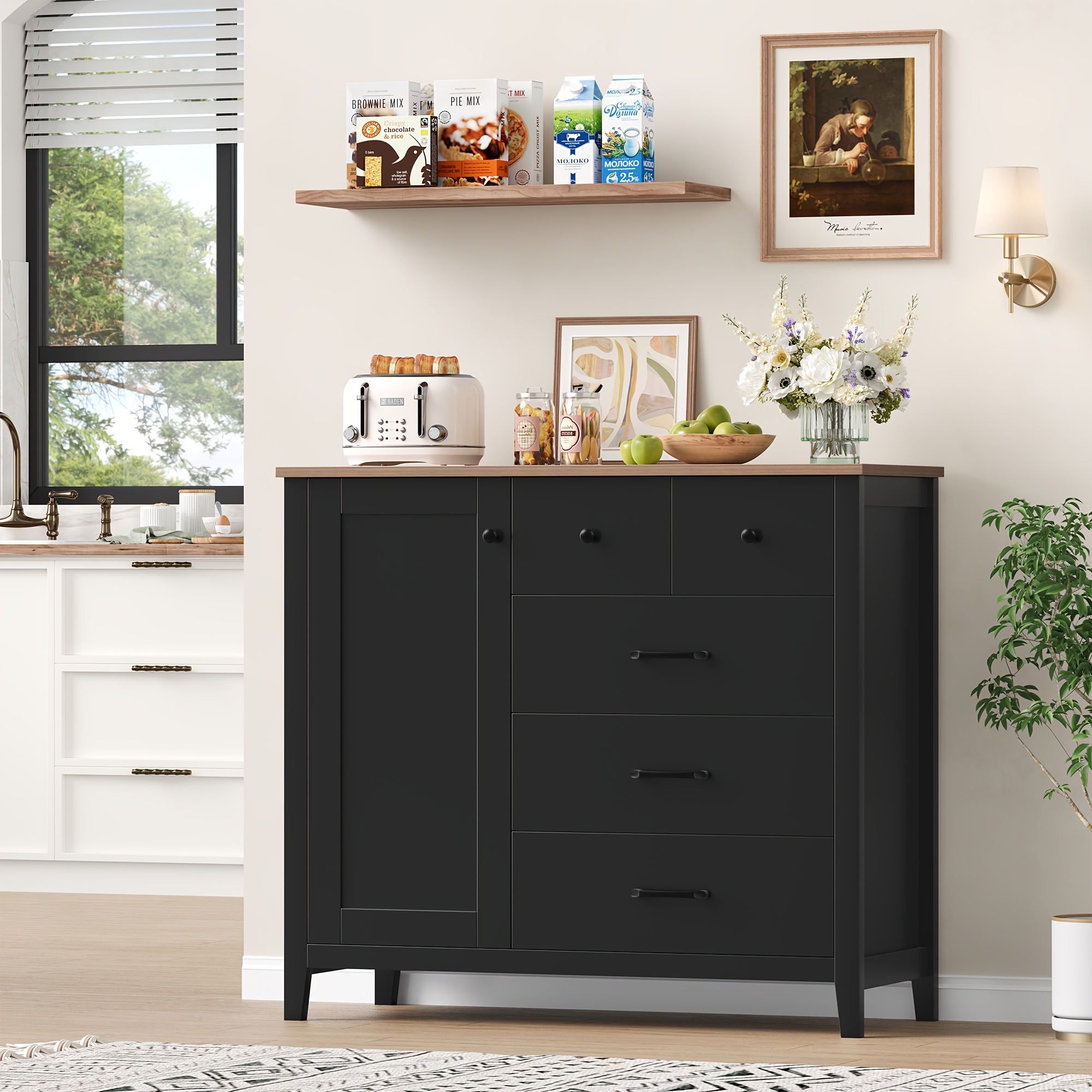 Kealive Modern -standing Kitchen Storage Cabinet With Adjustable Shelves & Doors Suitable For Living Room, Dining Room Pantry Cupboard,, Freestanding Cabinet, Space-
