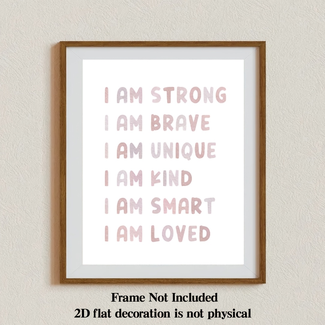 TEMU 2d Flat, 2d Flat, 2d Flat Wall Decoration Poster No Frame 1pc Boho Style Pink Wall Decor Inspirational Quotes Positive Affirmations Art Poster