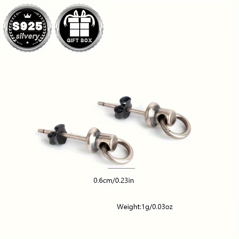 2pc925 Silvery Pull Ring Doorbell Earrings Gothic Punk Halloween Party