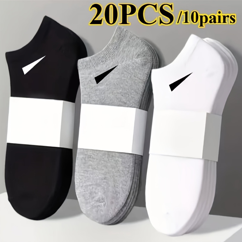 TEMU 20pcs/10pairs (10 Pairs ) Unisex Invisible Socks Suitable For , Breathable Comfortable Athletic Socks For Running, Gym, Fitness, Casual Wear,