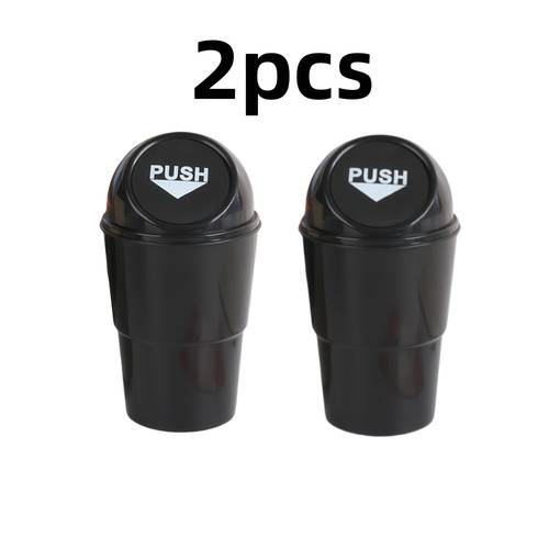2pcs mini trash can opening and closing car wastebasket black and red portable car organizer durable plastic car accessory essential for car interior cleaning and organizing