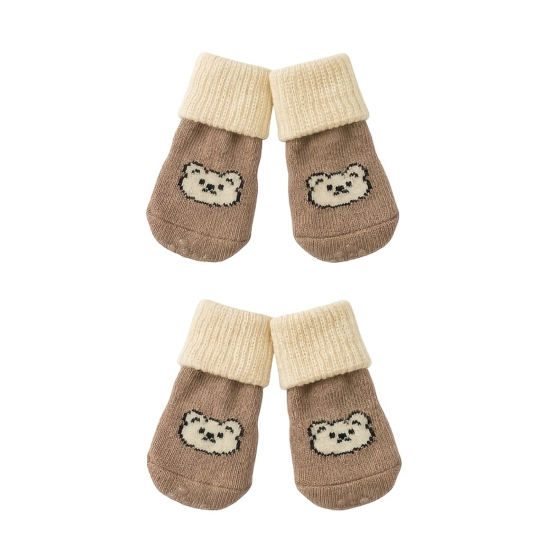 TEMU 4pcs Anti-slip Dog Socks - Durable Polyester Paw Protection, Preventing Licking, Suitable For Indoor/outdoor Dogs And Cats, Comfortable Pet