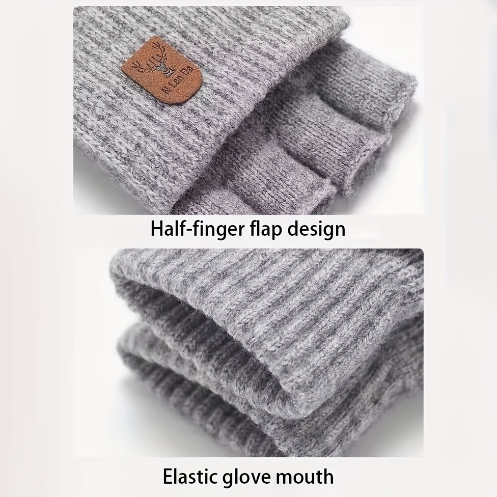 Cashmere Winter Gloves for Men and Women, Half-Finger Touch Screen