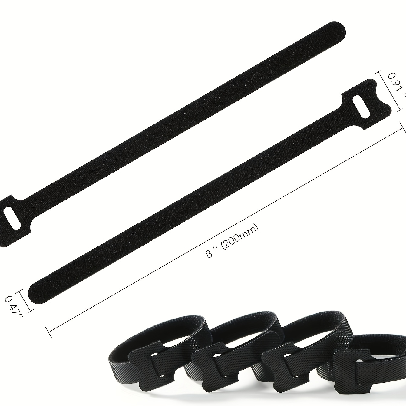 198pcs 20.32 cm Reusable Multi-Purpose Cable Ties, 5 Colors