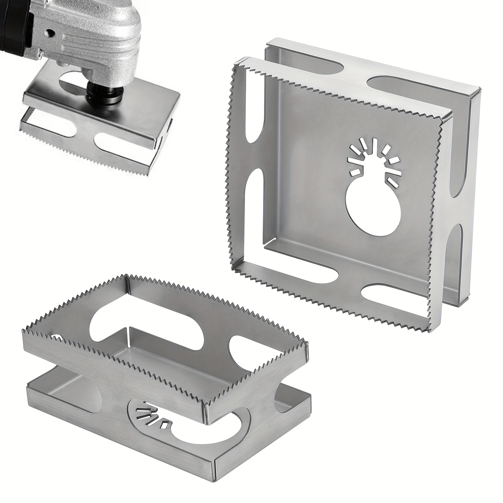 TEMU 2pcs Woodworking Square Slot Cutter, Stainless Steel Drywall Outlet Cutter Hole Opening, Electrical Box Cutter For And Drywall-set
