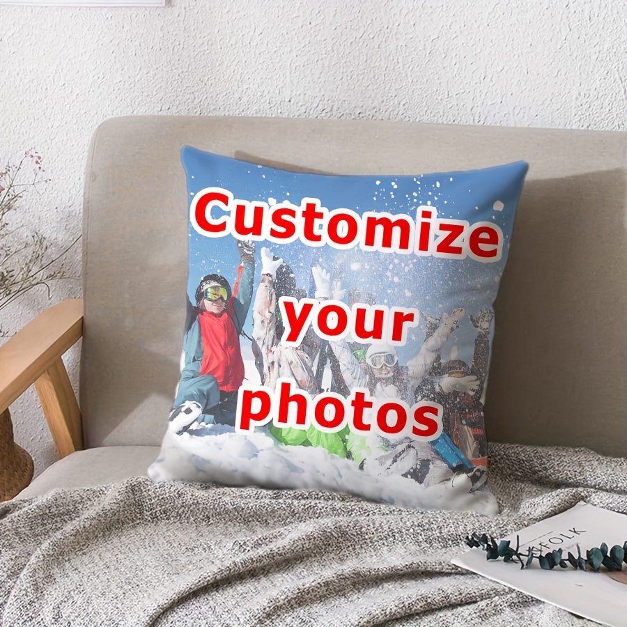 

Custom Photo Dual-sided Plush Pillow Cover 18x18in - Personalized Sofa & Living Room Decor, Machine Washable, Zip Closure