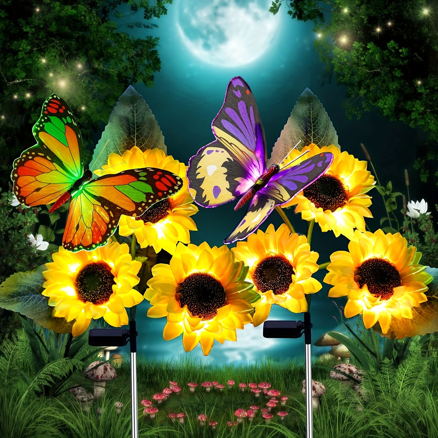 

Solar Sunflower Lights Outdoor Garden Lights, Solar Flower Lights With Butterfly Waterproof Garden Decor, Gifts For Mom Grandma, Sunflower Stake Led Lights For Yard Patio Lawn Pathway Outside
