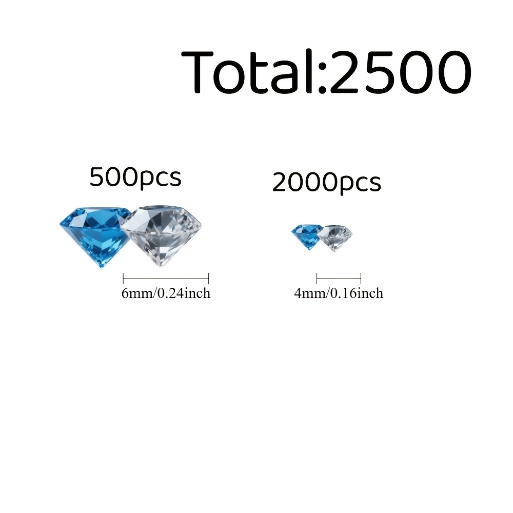 TEMU 2500 piezas de diamantes de acrílico azules, ideales para de mesa en , Navidad y Halloween - Diamantes de de 6/4 mm, perfectos para rellenos de