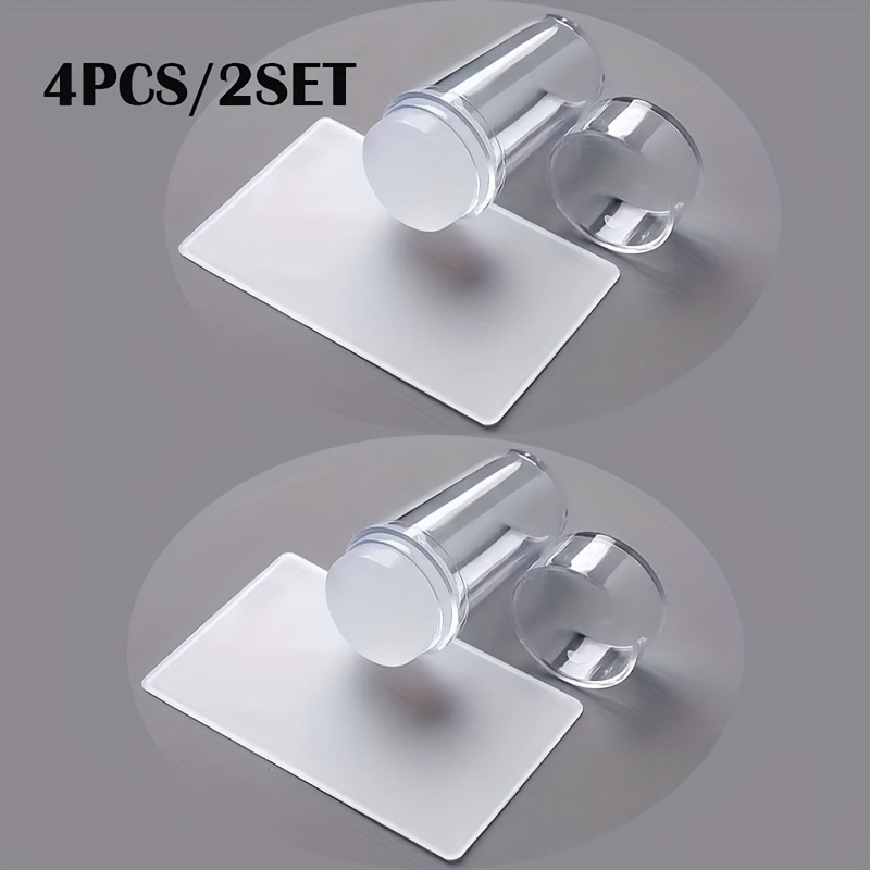 Image of 2set/4pcs For Nail Set, Designed For Nail Plate Stamping, With For Nail Polish, Stamp, Scraper, And For Nail Stamping Plate