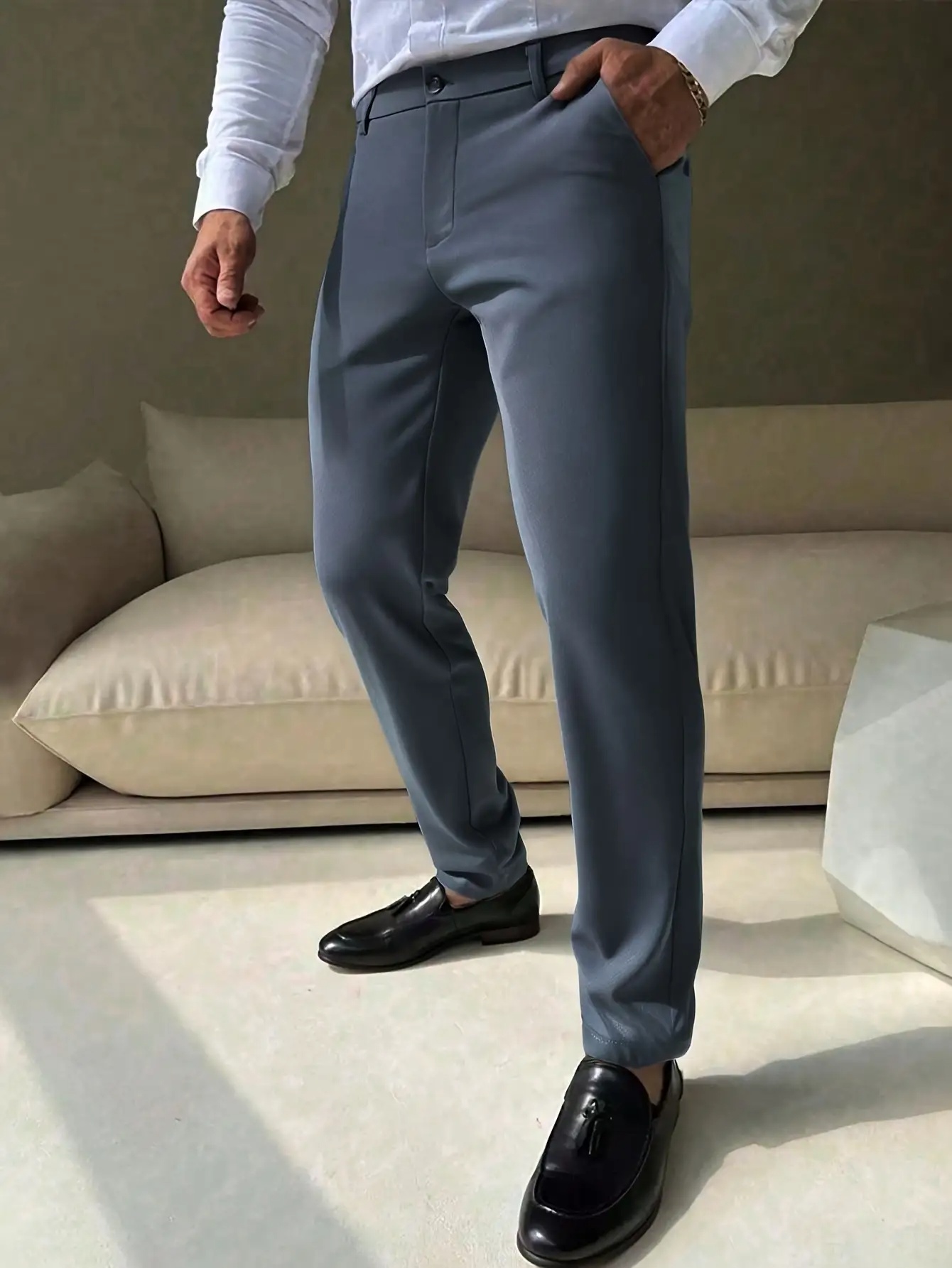 slim fit dress slacks Tapered-Fit Stretch Dress Pants for Tall Men in Black 38 / 40 / Black main image 0