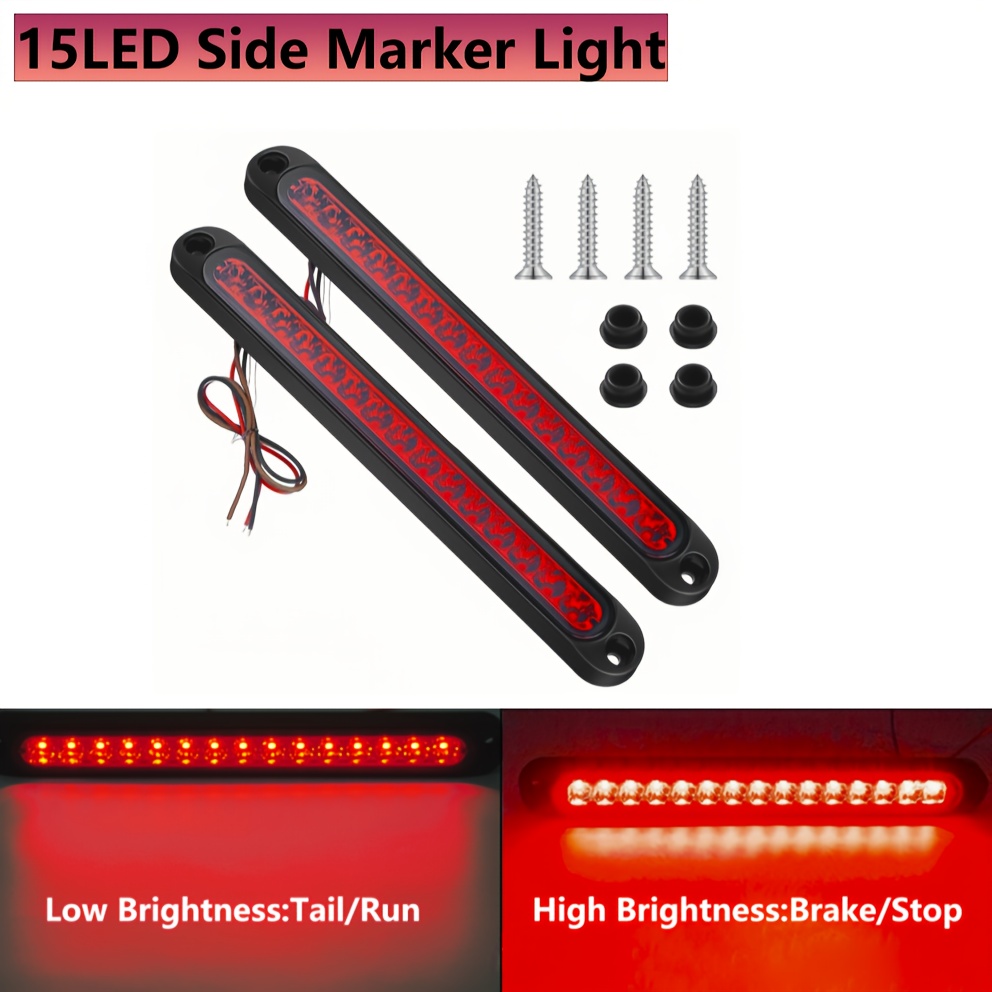 Amber Car & Truck Tail Light Assemblies 2PCS Red/Amber/White LED Light Bars - Truck & Trailer Rear Clearance/Tail Lights Car & Truck Tail Lights For - Foto 6