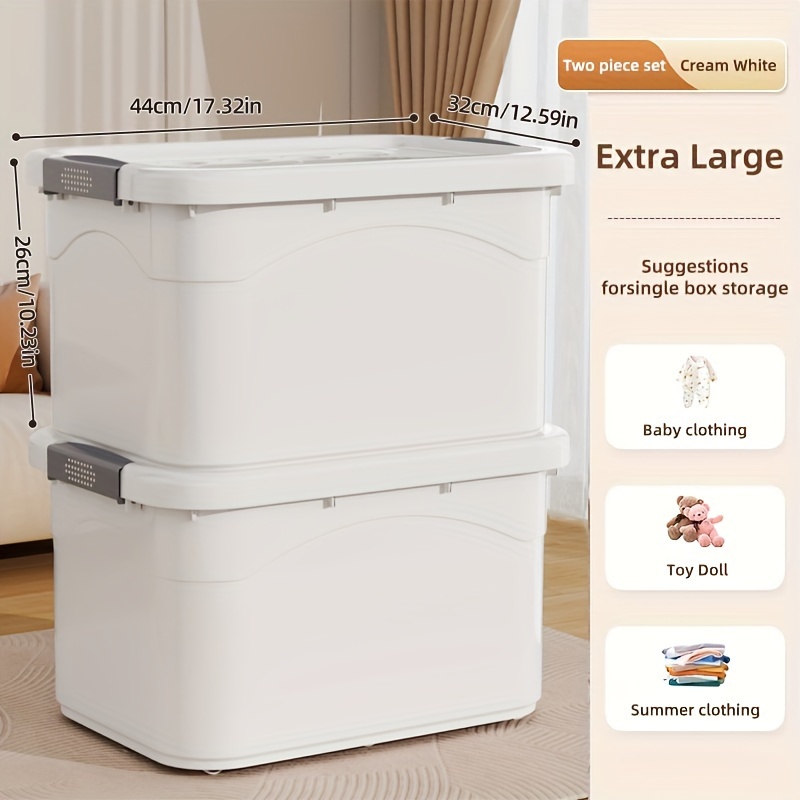 

2pcs Large Storage Bins - 38l & 65l, & Dustproof, For Clothes, , , Books - For Bedroom, , Organization