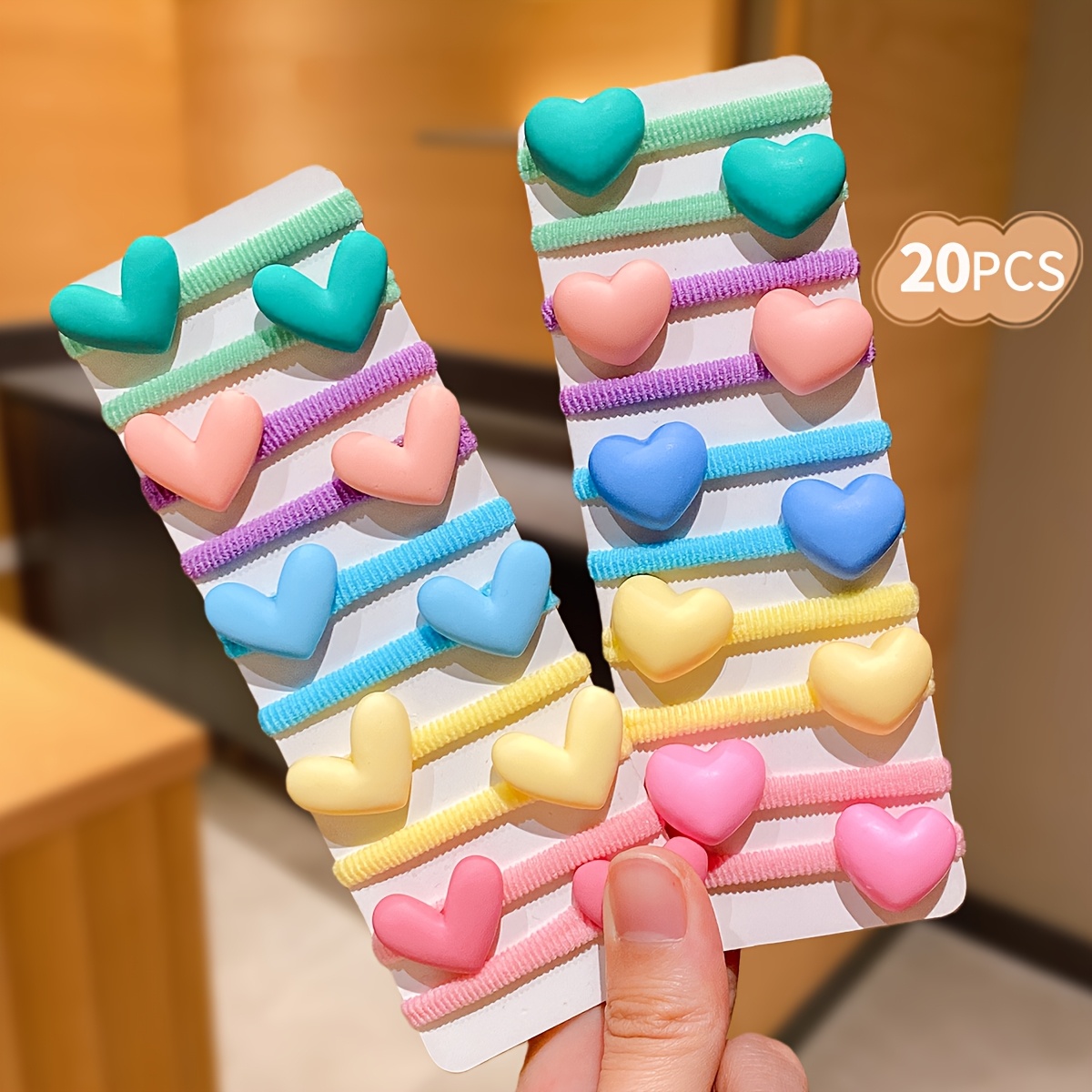E-shop 20 Stück Herz-Haargummis mit einfarbiger Herzdekoration, einfaches und modisches Design, perfektes Haar-Accessoire Geschenk für