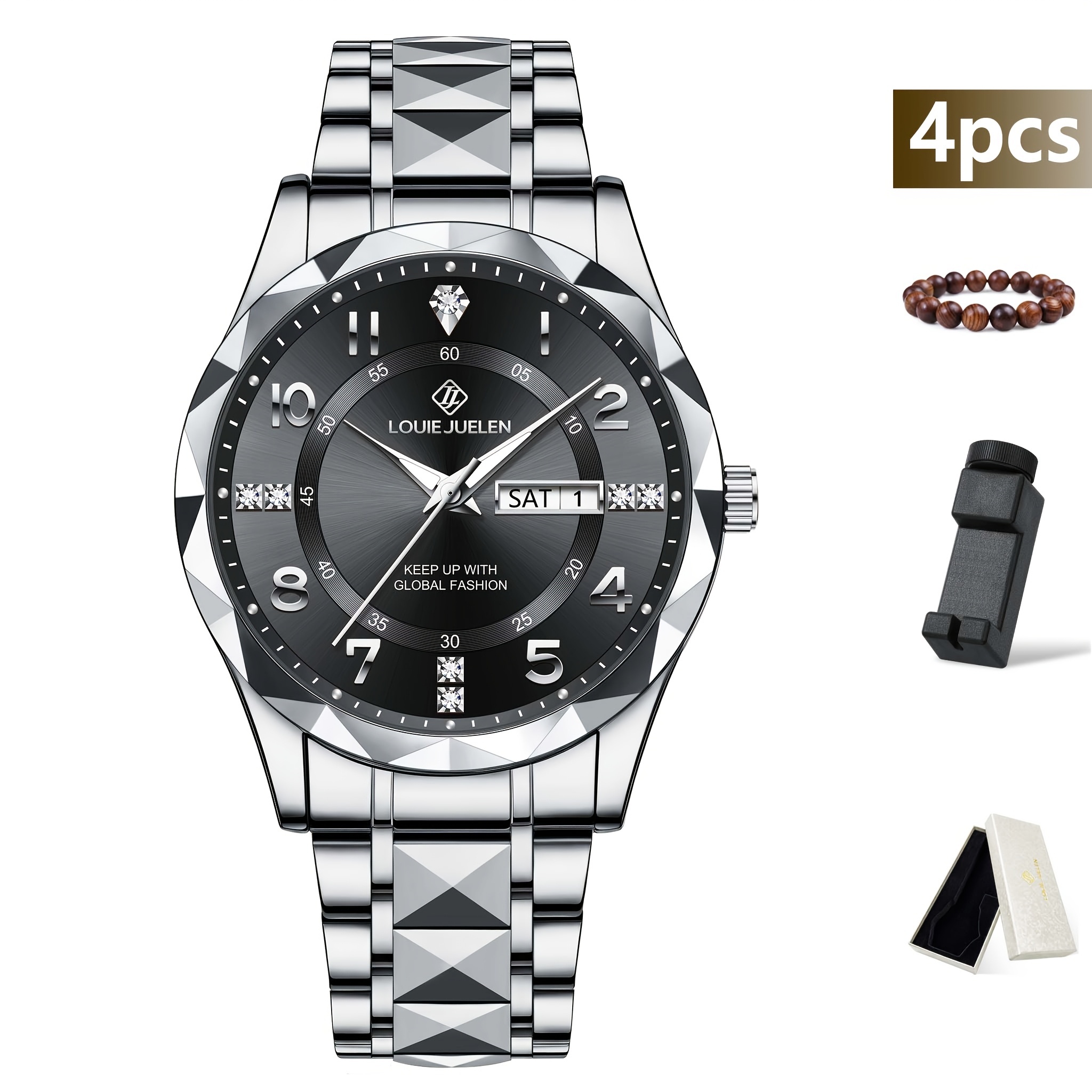 4pcs Men's Mechanical Watches With Multifunctional , Suitable For Business And Social Occasions, Perfect For Christmas, Anniversaries, Or Father's Day Gifts, Without Battery