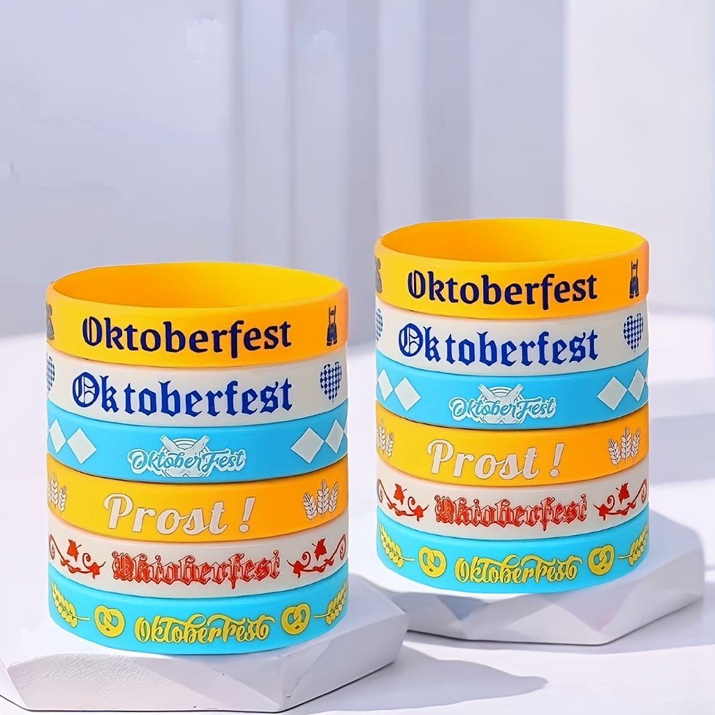 Image of Gift For Her/him 12pcs Party Favors Silicone Bracelets Wristbands Additions For Festival Party Theme Decorations Supplies